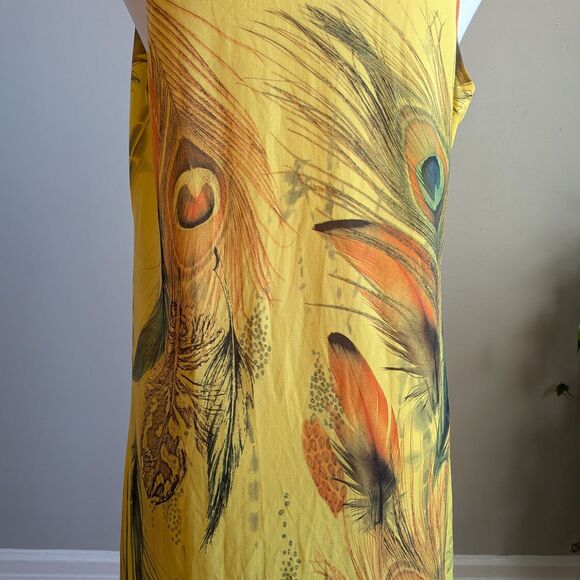 Vintage Y2K Jostar Sleeveless Top Yellow Rhinestone Peacock Feather Size M - Picture 9 of 9